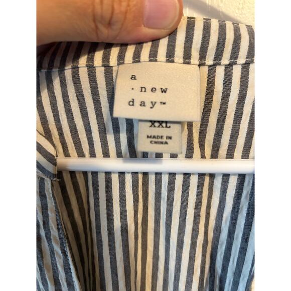 Blue and White Striped A New Day Maxi Dress Puff Sleeve, Long Sleeve - Picture 3 of 7